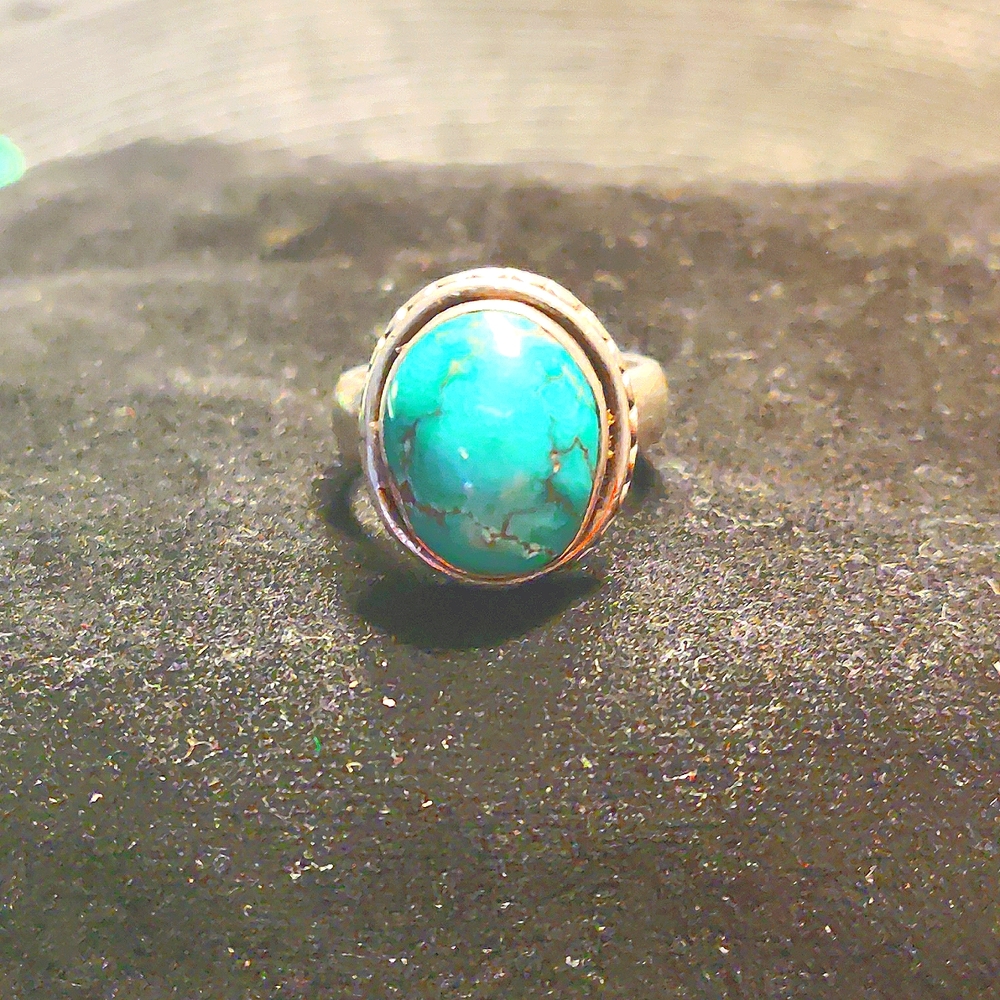 925 sterling silver and green turquoise Mexican ring